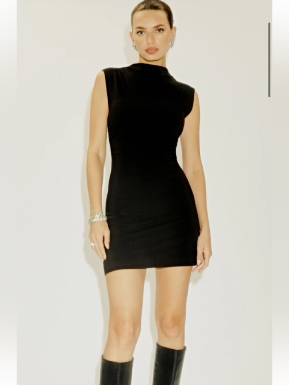 Reformation Black Ruched Alden Dress